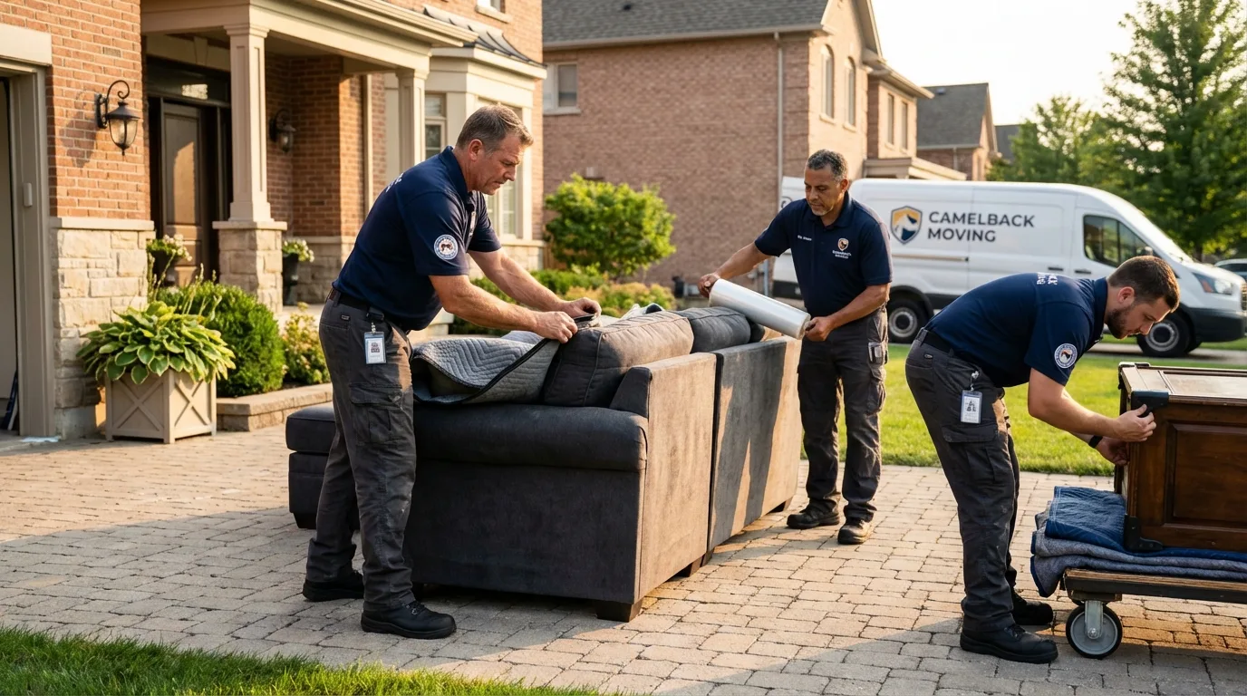 Large estate moving crew wrapping furniture in West Monroe, LA